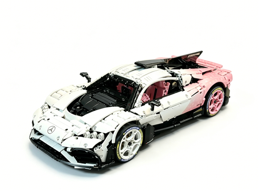 Mercedes-AMG ONE White Pink Custom Edition 1:8 Finished Building Block Car Approx. 3200 PCS