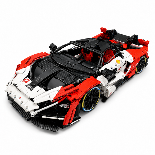 McLaren Senna Red White Livery 1:8 Scale Technical Building Blocks Sports Car Model