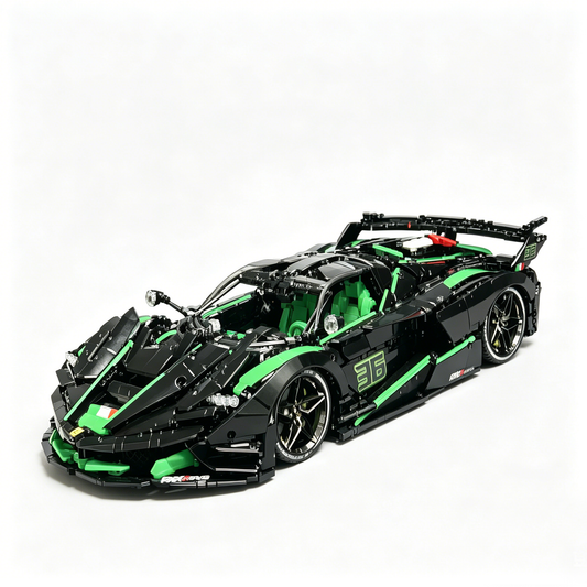 Windsor Gear Ferrari FXX-K Evo Ghost Arrow Custom Color Edition 1:8 Finished Building Block Car 3380PCS Racing Black Green