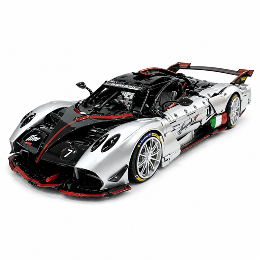 Windsor Gear Pagani Huayra R Silver Black Red Livery 3300PCS Finished Building Blocks