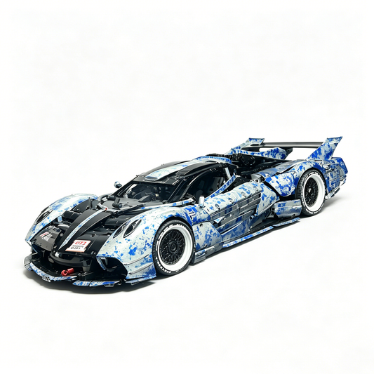 Windsor Gear Pagani Zonda R Blue-White Camouflage Custom Livery Edition 1:8 Finished Building Block Car 3180PCS