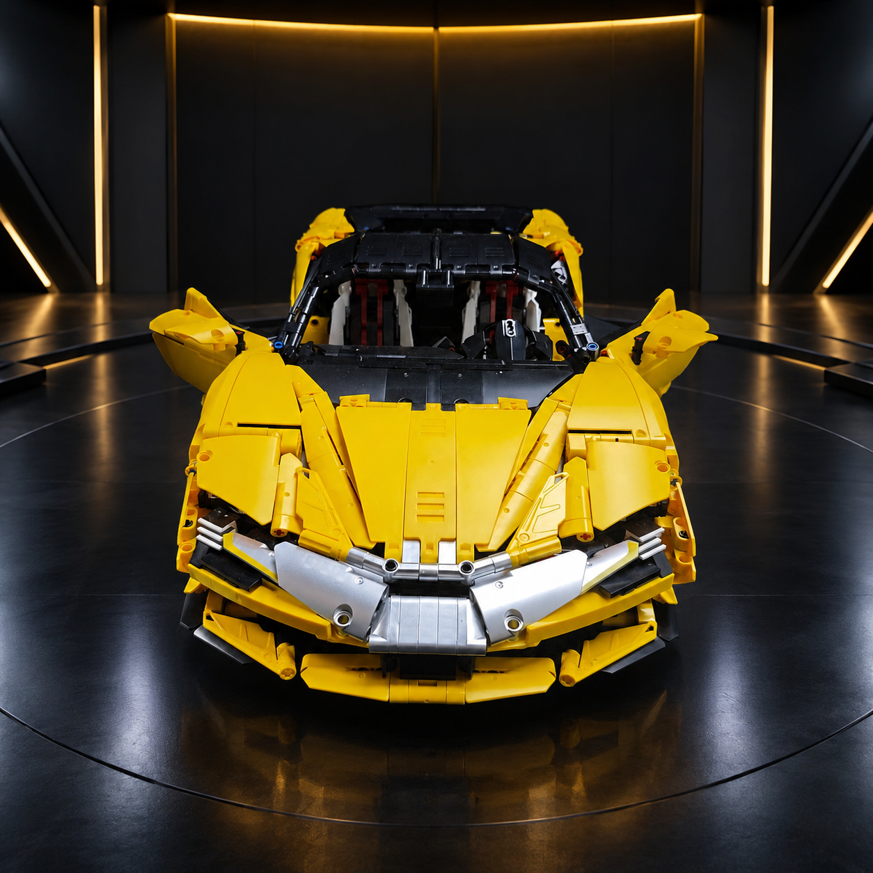 Windsor Gear Yellow Ferrari SF90 Replica 1:8 Scale Technical Building Blocks Sports Car Model