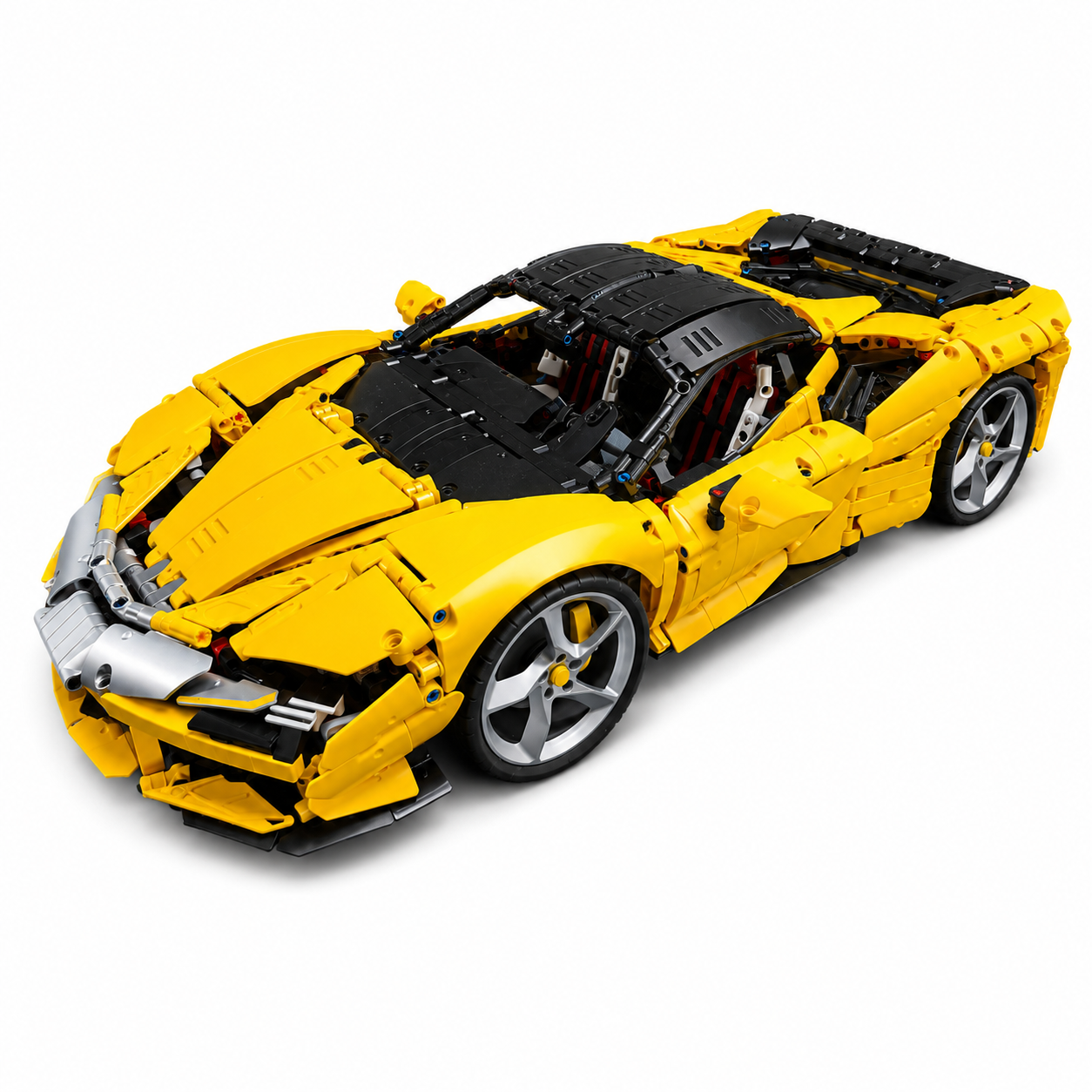 Windsor Gear Yellow Ferrari SF90 Replica 1:8 Scale Technical Building Blocks Sports Car Model