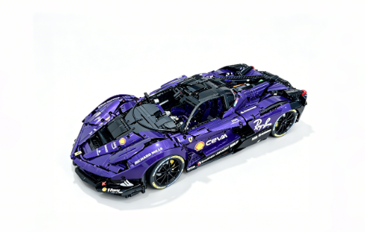 Windsor Gear Purple Ferrari FXX-K Building Blocks 1:8 Metallic | 3300+PCS Adult Technic Race Car Model Kit, Display Collectible Gift